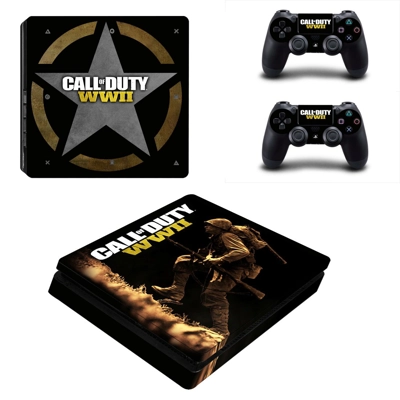 Call of Duty WW2 decal skin for PS4 Slim Console and two c..