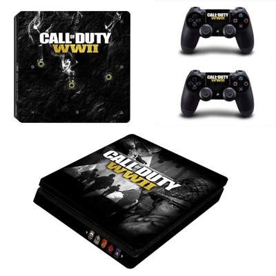 Call of Duty WW2 decal skin for PS4 Slim Console and two controllers
