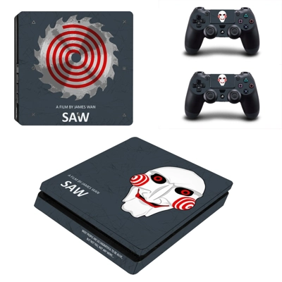 Jigsaw decal skin for PS4 Slim Console and two controllers