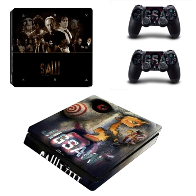 Jigsaw decal skin for PS4 Slim Console and two controllers
