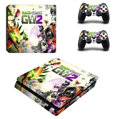 Plants vs Zombies GW2 decal skin for PS4 Slim Console and two controllers