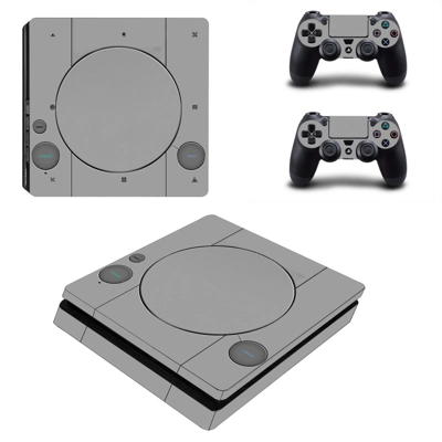 Grey Color decal skin for PS4 Slim Console and two controllers