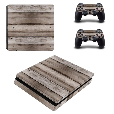 Barn Wood decal skin for PS4 Slim Console and two controllers