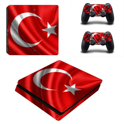 Turkish Flag decal skin for PS4 Slim Console and two controllers