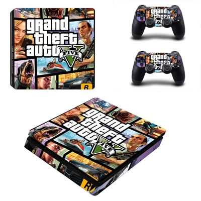 Grand Theft Auto V decal skin for PS4 Slim Console and two controllers