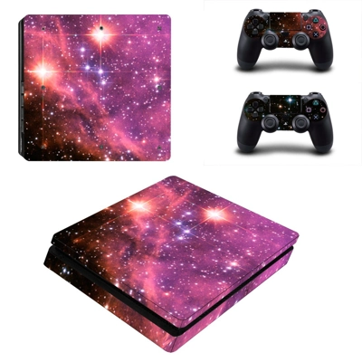 Galaxy with Stars decal skin for PS4 Slim Console and two controllers