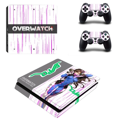 Overwatch decal skin for PS4 Slim Console and two controllers
