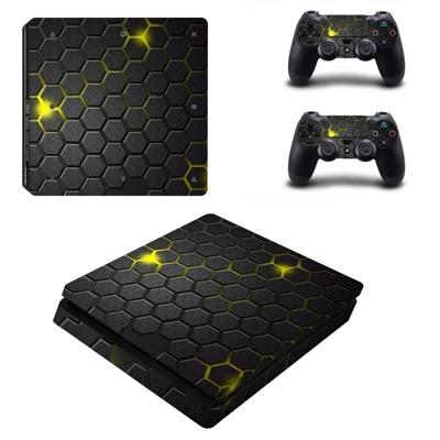 Hexagon Pattern Bee hive decal skin for PS4 Slim Console and two controllers