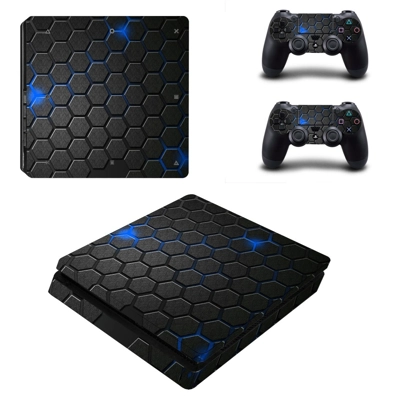 Hexagon Pattern Bee hive decal skin for PS4 Slim Console and two controllers