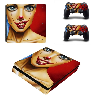 Joker girl decal skin for PS4 Slim Console and two controllers