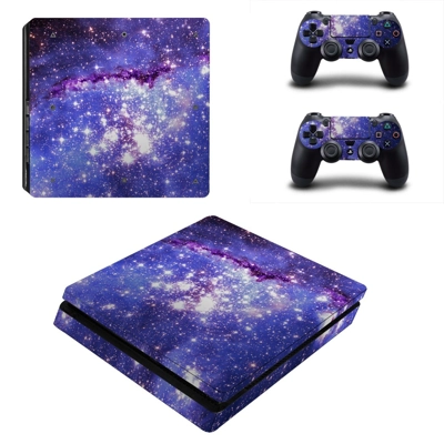 Galaxy with Stars decal skin for PS4 Slim Console and two controllers