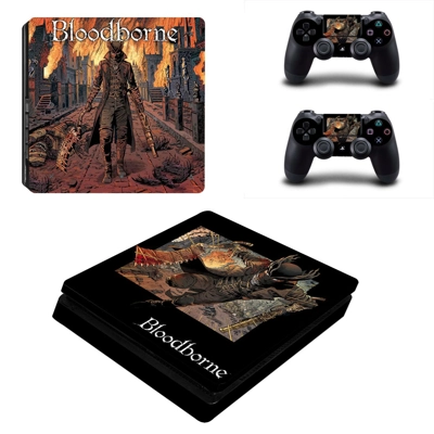 Bloodborne decal skin for PS4 Slim Console and two control..