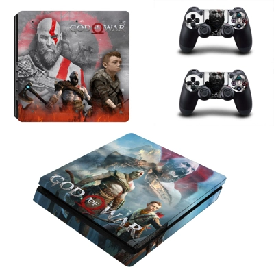 God of War decal skin for PS4 Slim Console and two control..