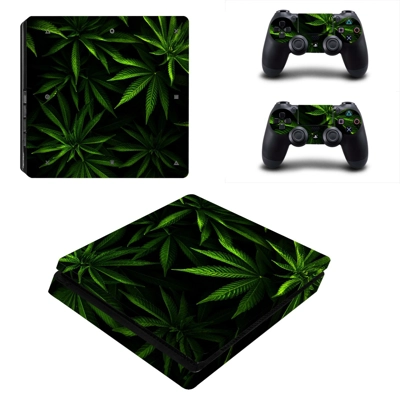 Weed Leaf decal skin for PS4 Slim Console and two controllers