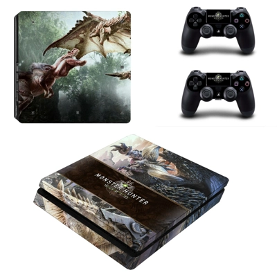 Monster Hunter World decal skin for PS4 Slim Console and two controllers