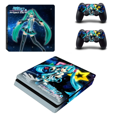 Hatsune Miku Project DIVA decal skin for PS4 Slim Console and two controllers