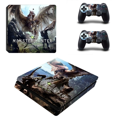 Monster Hunter World decal skin for PS4 Slim Console and two controllers
