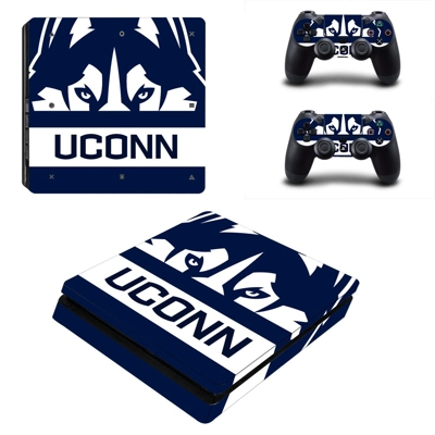 University of Connecticut decal skin for PS4 Slim Console and two controllers
