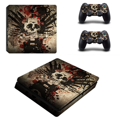 Rock and roll decal skin for PS4 Slim Console and two controllers