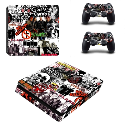 Music bands decal skin for PS4 Slim Console and two contro.. Music bands decal skin for PS4 Slim Console and two contro..