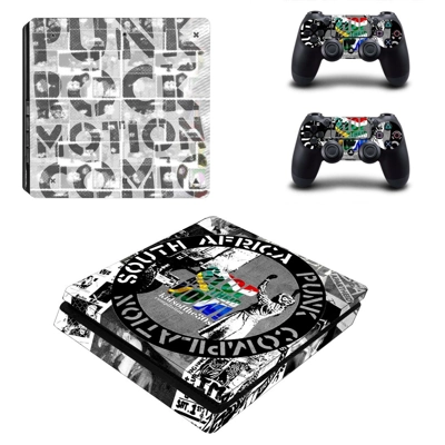 Punk Rock motion comic decal skin for PS4 Slim Console and two controllers