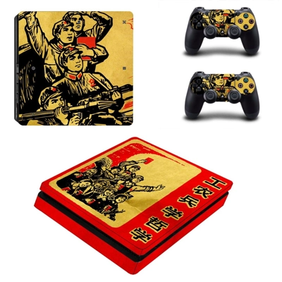 Chinese Revolution decal skin for PS4 Slim Console and two.. Chinese Revolution decal skin for PS4 Slim Console and two..