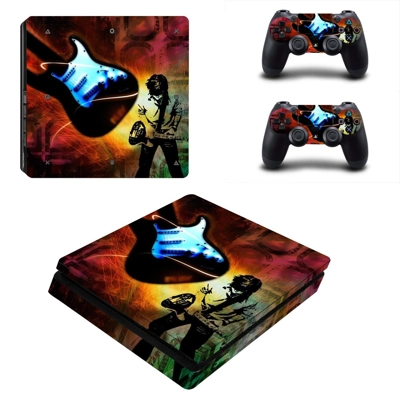 Punk Guitar decal skin for PS4 Slim Console and two contro.. Punk Guitar decal skin for PS4 Slim Console and two contro..