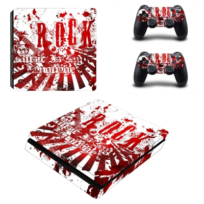 Rock music hd decal skin for PS4 Slim Console and two cont.. Rock music hd decal skin for PS4 Slim Console and two cont..
