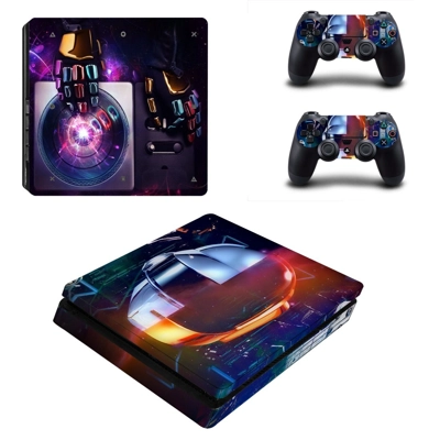 Daft Punk decal skin for PS4 Slim Console and two controll.. Daft Punk decal skin for PS4 Slim Console and two controll..