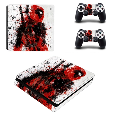 Deadpool decal skin for PS4 Slim Console and two controllers Deadpool decal skin for PS4 Slim Console and two controllers