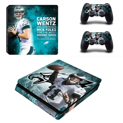 Carson Wentz decal skin for PS4 Slim Console and two contr.. Carson Wentz decal skin for PS4 Slim Console and two contr..