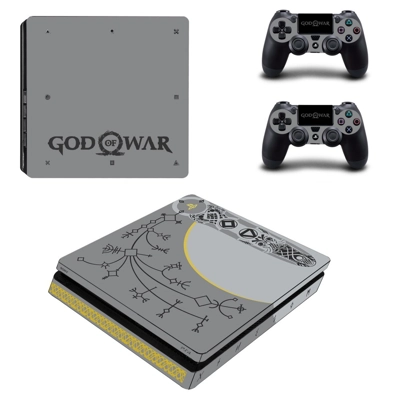 God of War 4 decal skin for PS4 Slim Console and two controllers