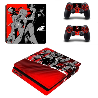 Persona 5 decal skin for PS4 Slim Console and two controll.. Persona 5 decal skin for PS4 Slim Console and two controll..