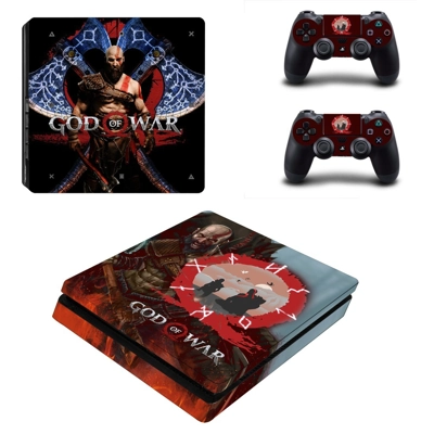 God of War 4 decal skin for PS4 Slim Console and two controllers