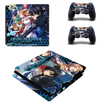 Sword Art Online Hollow Fragment decal skin for PS4 Slim Console and two controllers