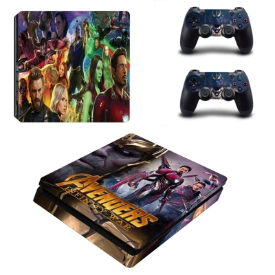 Avengers infinity war decal skin for PS4 Slim Console and two controllers
