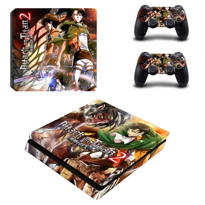 Attack on Titan 2 decal skin for PS4 Slim Console and two controllers