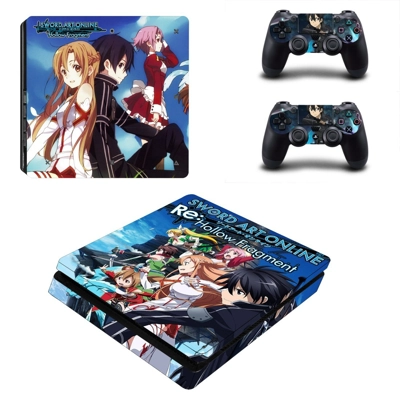 Sword Art Online Hollow Fragment decal skin for PS4 Slim Console and two controllers