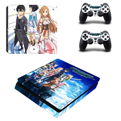 Sword Art Online Hollow Fragment decal skin for PS4 Slim Console and two controllers