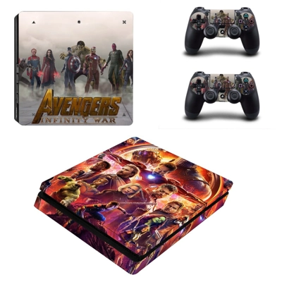 Avengers infinity war decal skin for PS4 Slim Console and two controllers