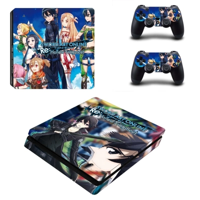 Sword Art Online Hollow Fragment decal skin for PS4 Slim Console and two controllers