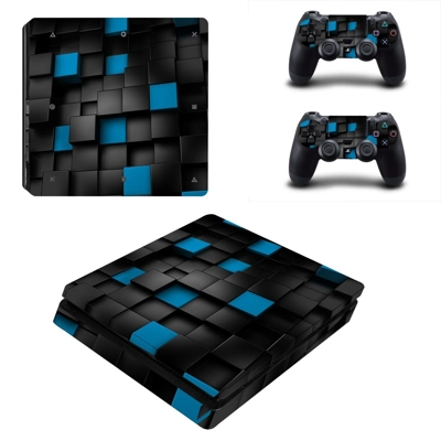 Black 3D decal skin for PS4 Slim Console and two controllers Black 3D decal skin for PS4 Slim Console and two controllers