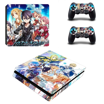 Sword Art Online decal skin for PS4 Slim Console and two c.. Sword Art Online decal skin for PS4 Slim Console and two c..