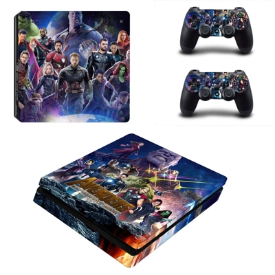 Avengers infinity war decal skin for PS4 Slim Console and two controllers