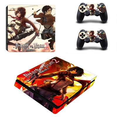 Attack on Titan 2 decal skin for PS4 Slim Console and two controllers