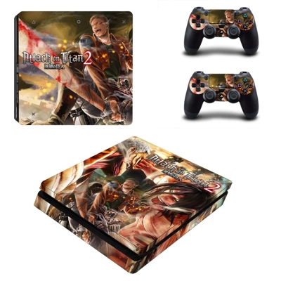 Attack on Titan 2 decal skin for PS4 Slim Console and two controllers