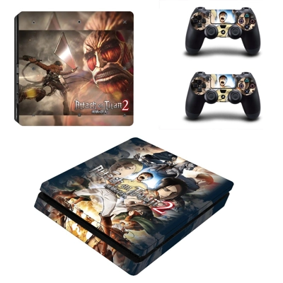 Attack on Titan 2 decal skin for PS4 Slim Console and two controllers