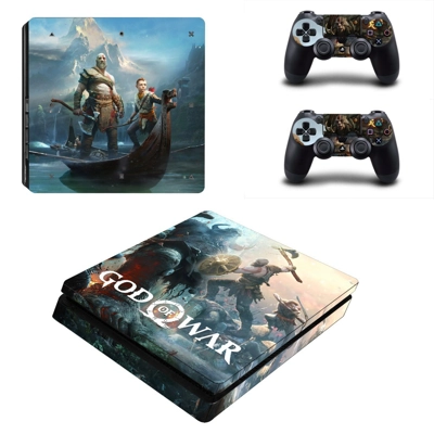 God of War 4 decal skin for PS4 Slim Console and two controllers