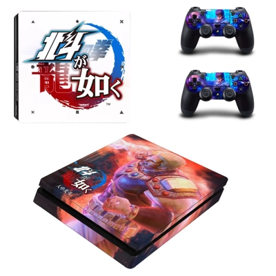 Hokuto ga Gotoku decal skin for PS4 Slim Console and two controllers