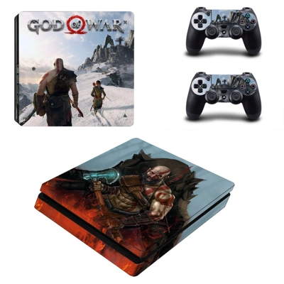 God of War 4 decal skin for PS4 Slim Console and two controllers
